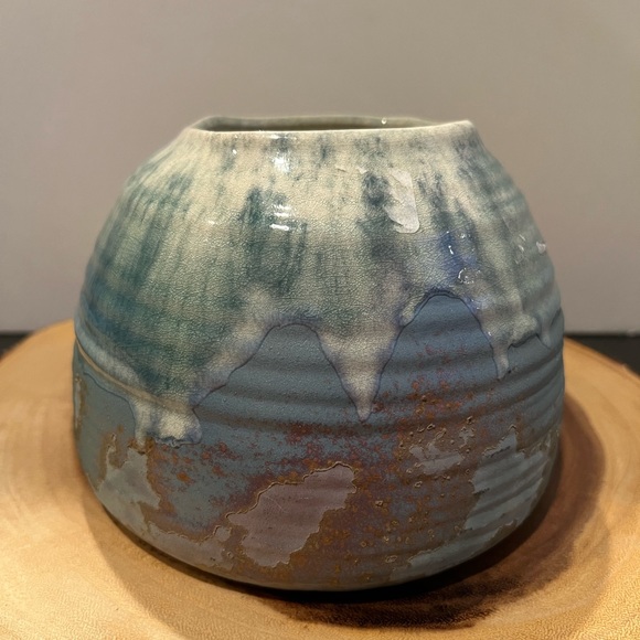 VTG Tony Evans Raku Pottery Pastel Vase/Bowl Signed MCM  Decor, #332 - Picture 2 of 9